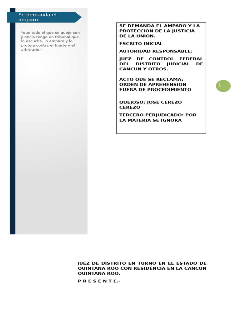Amparo contra orden de aprehensión en Cancún | PDF | Fiscal | Derecho ...