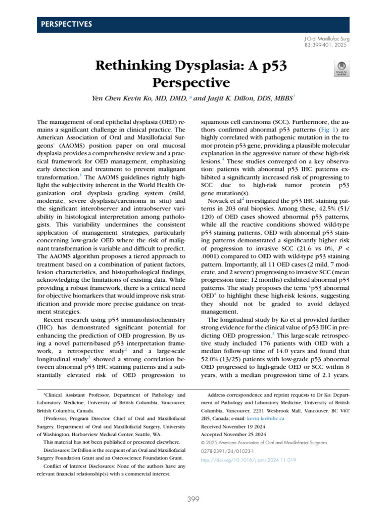 p53 IHC in Oral Epithelial Dysplasia | PDF | P53 | Carcinoma