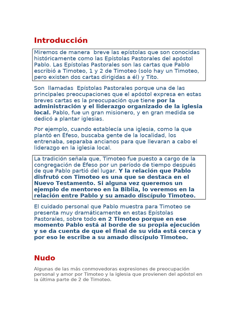 Epístolas Pastorales de Pablo: Liderazgo y Doctrina | PDF | Pablo el ...