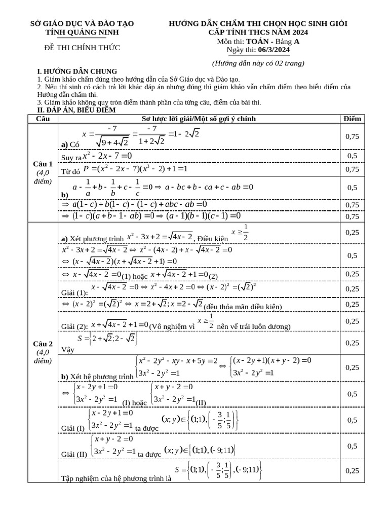 HDC Toan A HSG9 2024 | PDF