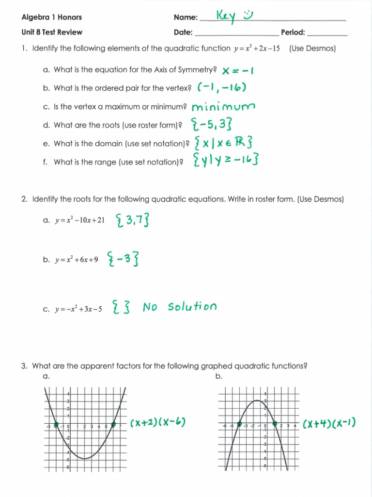 Unit+8+Test+Review+Sheet+Answer+key | PDF | Abstract Algebra ...