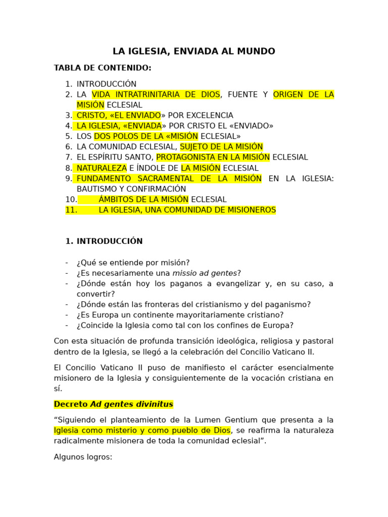 Misión de la Iglesia en el Mundo | PDF | Iglesia Católica | Cristo (título)