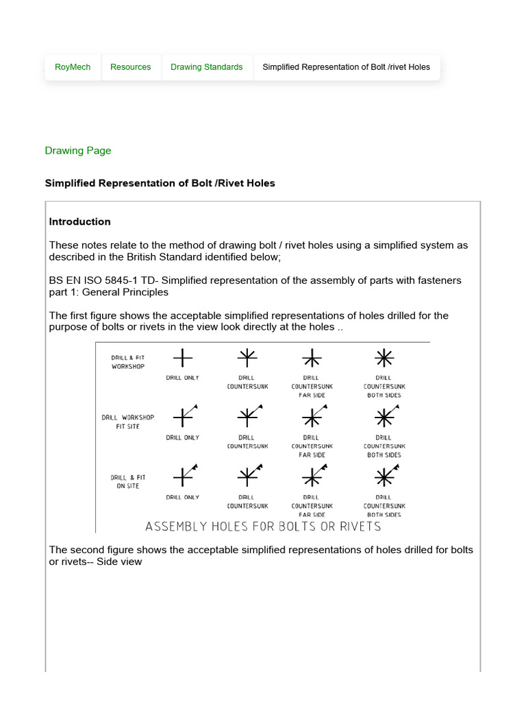 Simplified Representation of Bolt - Rivet Holes | PDF