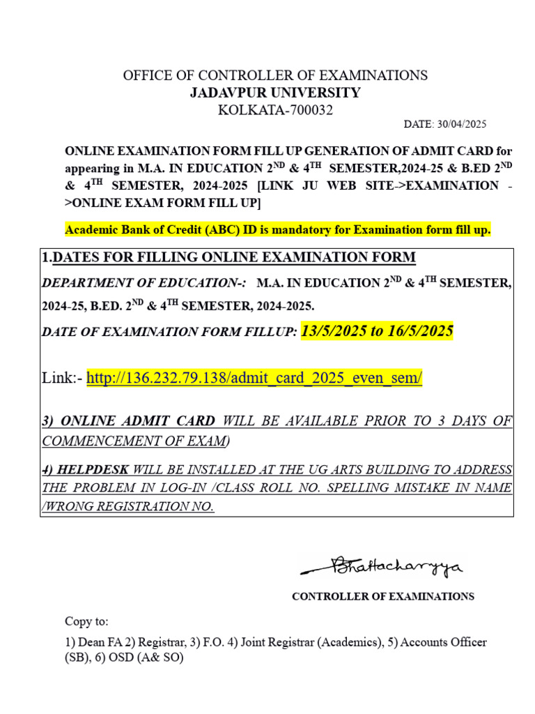 Notice For Examination of Education | PDF