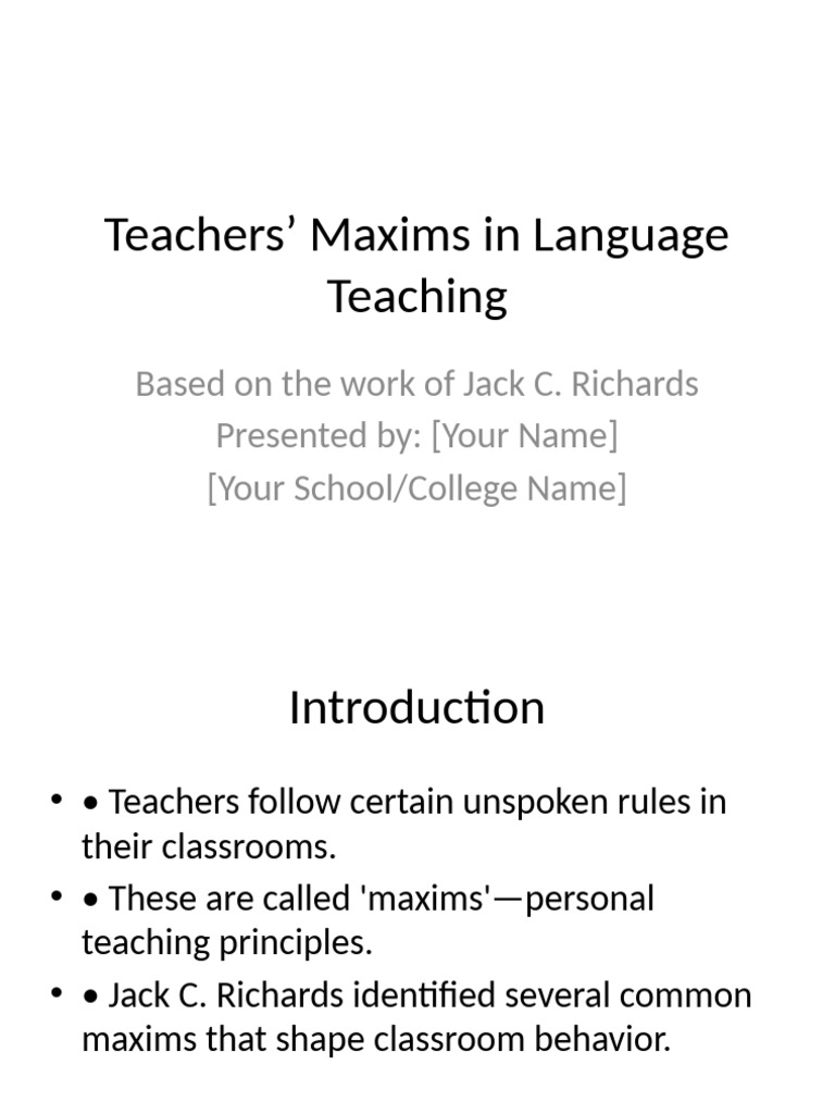 Maxims of Language Teaching Explained | PDF