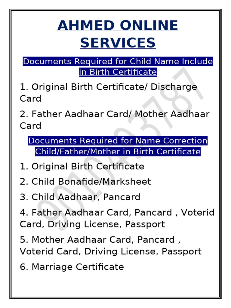 Business Birth Certificate Requirements