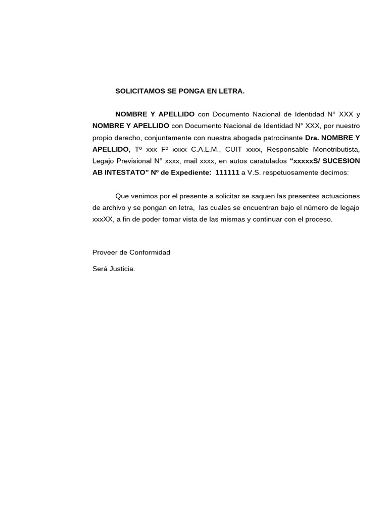 Solicitud de Expediente en Letra | PDF