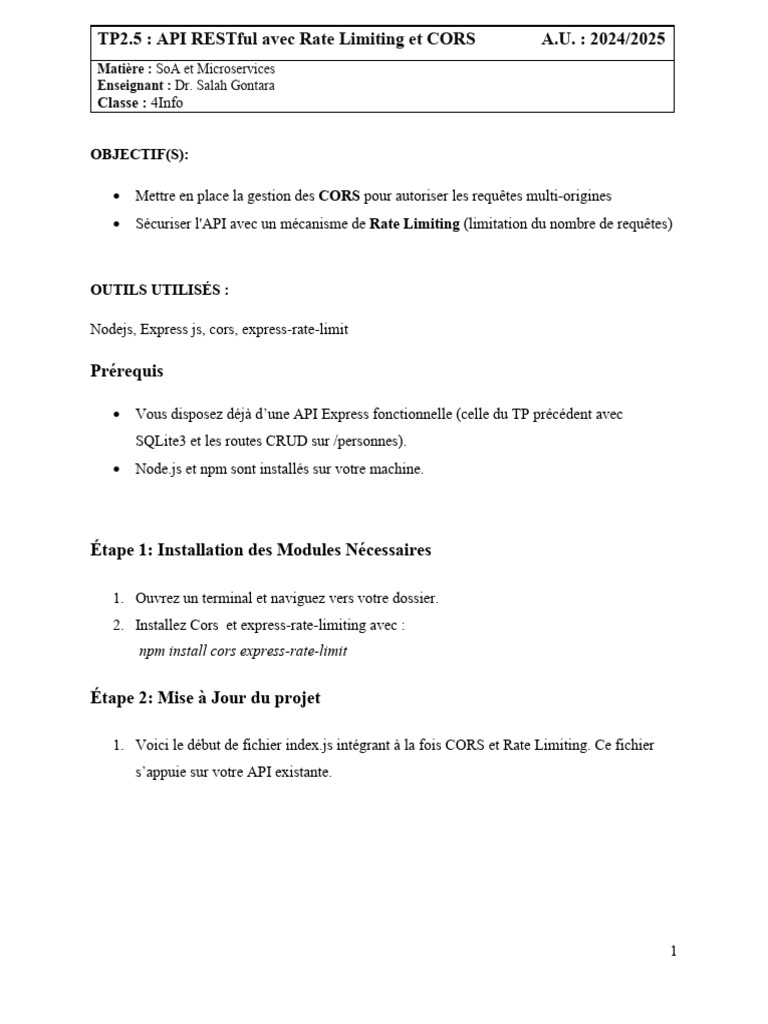Gestion CORS et Rate Limiting API | PDF | Informatique | Logiciel