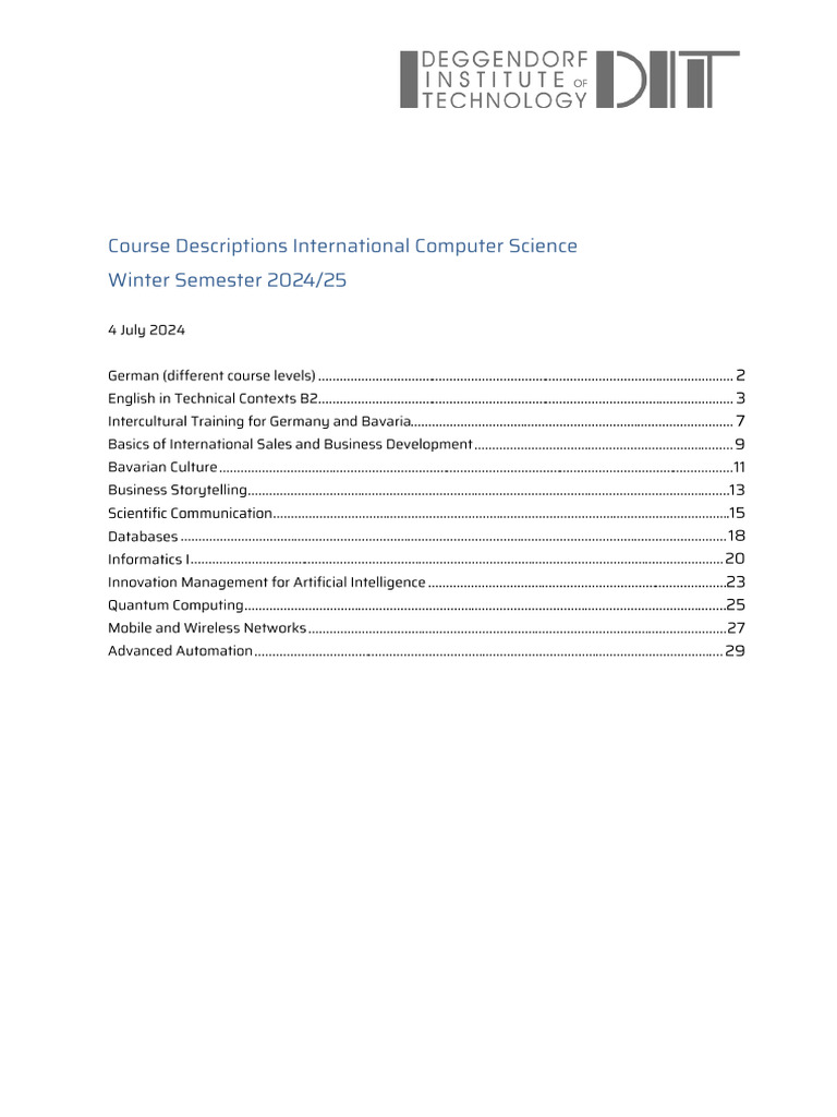 Course Descriptions ICS WS | PDF