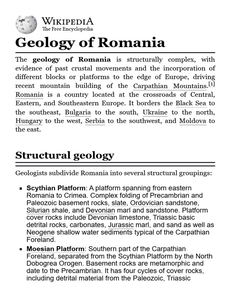 Geology and Structure of Romania | PDF | Earth Sciences | Geology