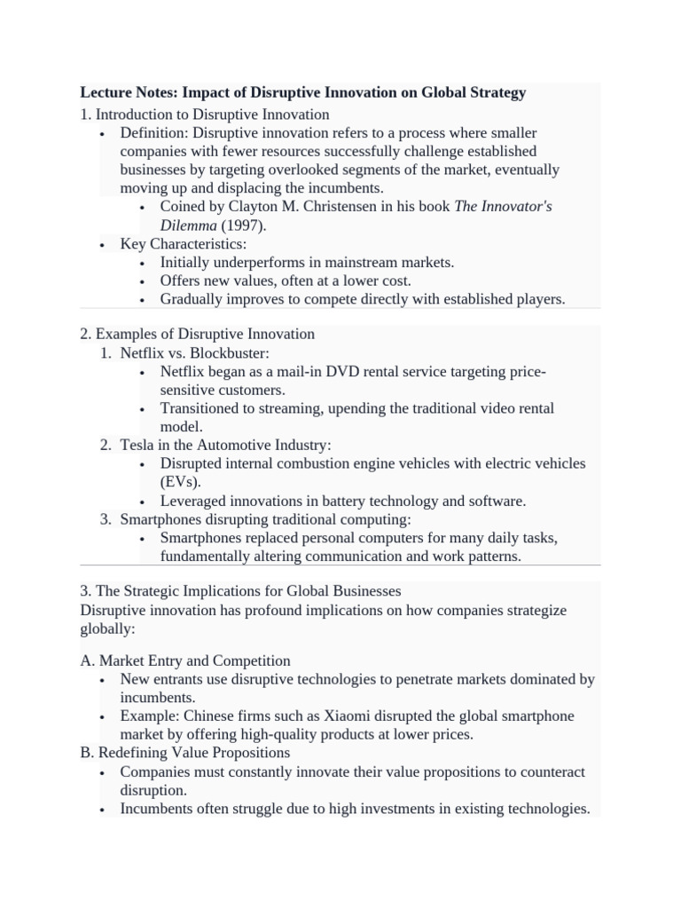 Disruptive Innovation in Global Strategy | PDF | Disruptive Innovation ...