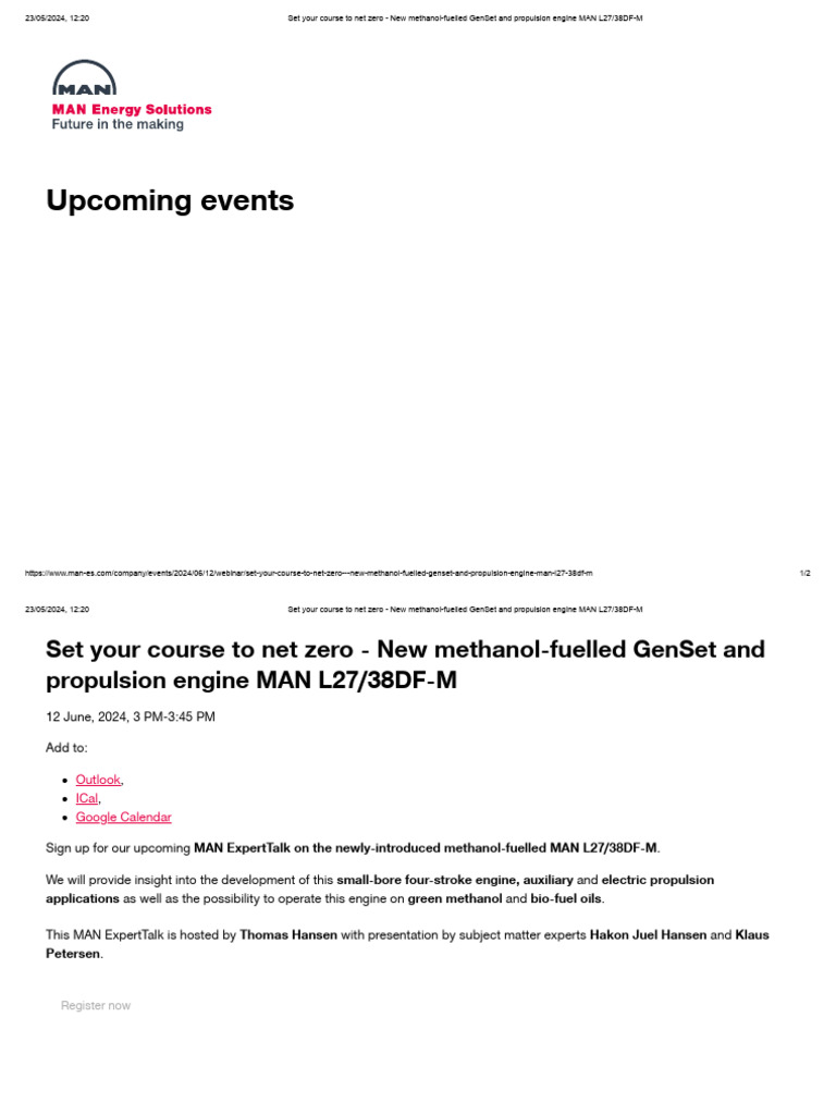 2024 MAN Set Your Course To Net Zero - New Methanol-Fuelled GenSet and ...
