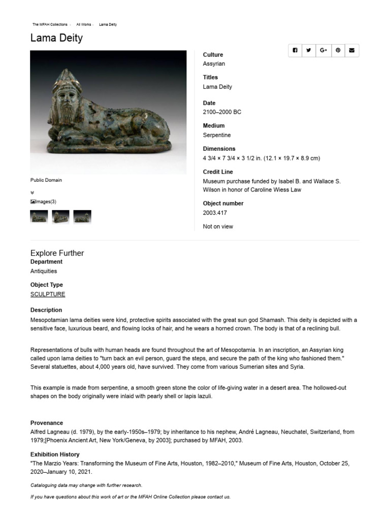Lama Deity - MFAH Collections - Lagneau and Phoenix in Provenance | PDF