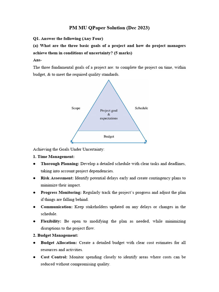 Project Management Q&A Solutions Dec 2023 | PDF | Net Present Value ...