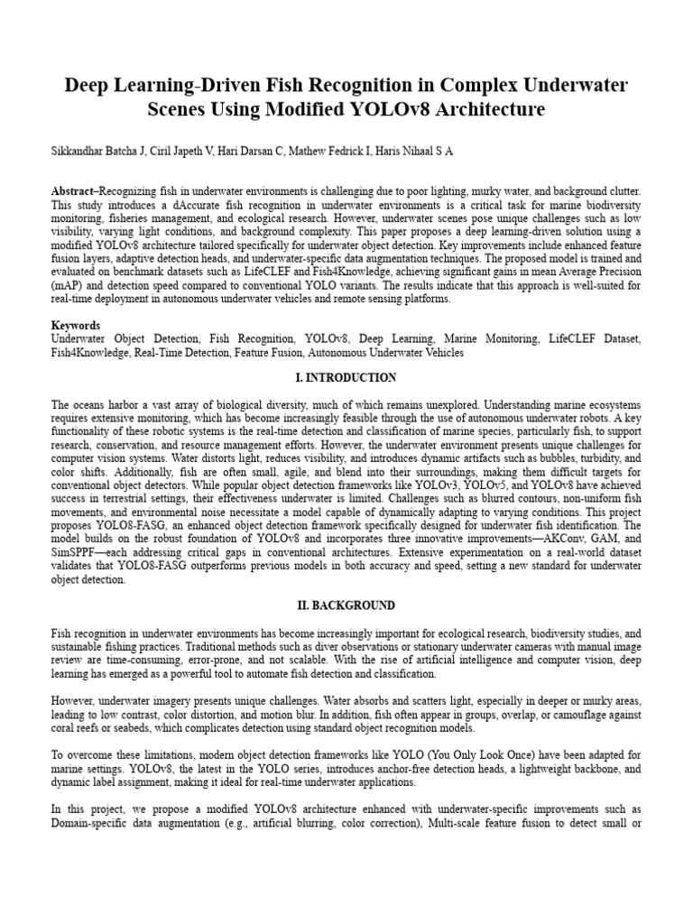 YOLOv8 for Underwater Fish Detection | PDF | Deep Learning | Simulation
