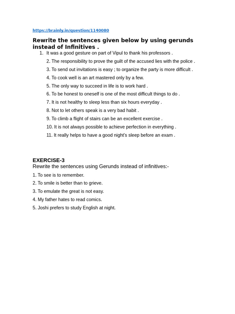 Using Gerunds Instead of Infinitives | PDF