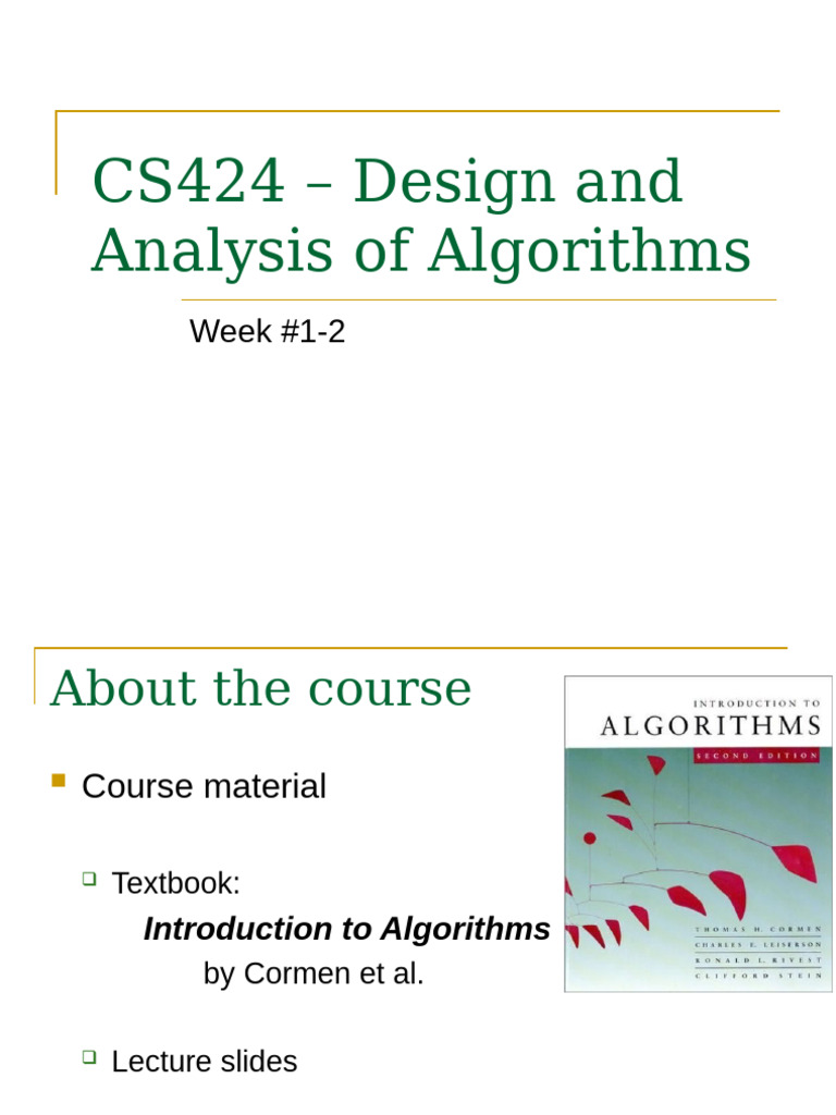 CS424: Algorithm Design Overview | PDF | Applied Mathematics ...