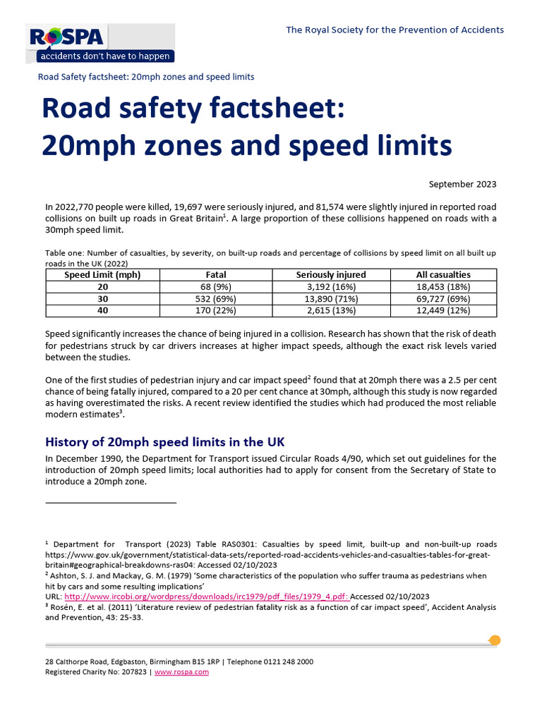 20mph Zones and Road Safety Insights | PDF | Speed Limit | Traffic ...