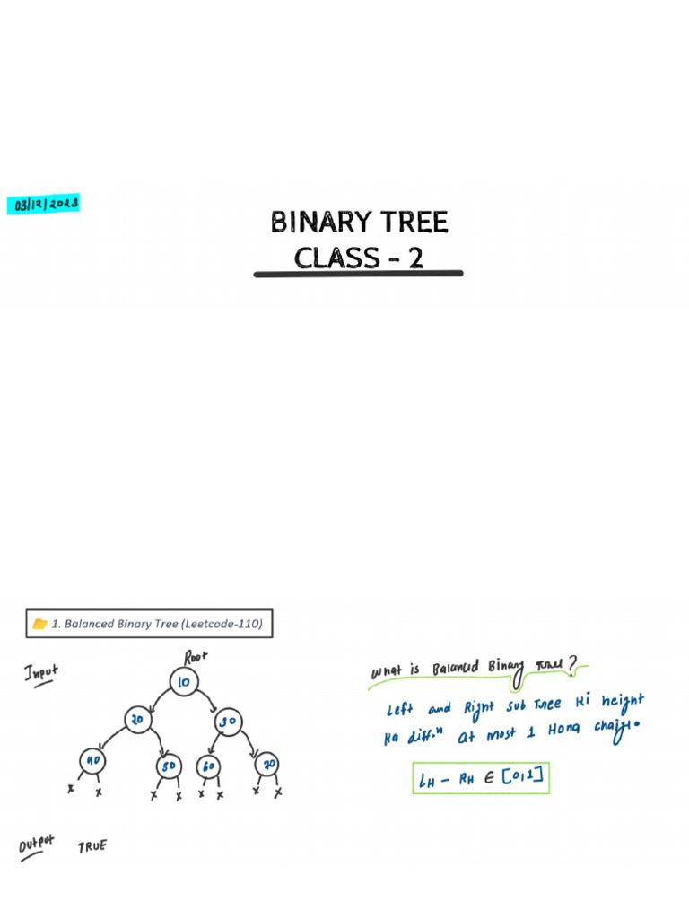 Binary Tree Class 02 Notes | PDF