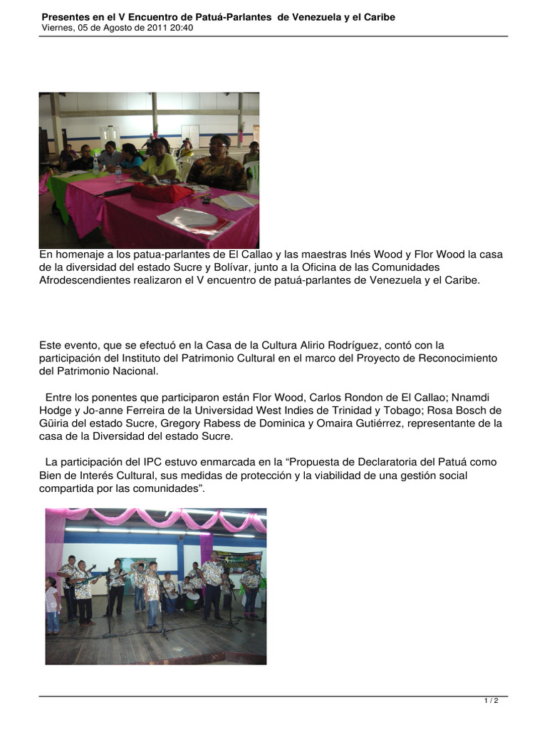 Encuentro De Patois Pdf Venezuela 