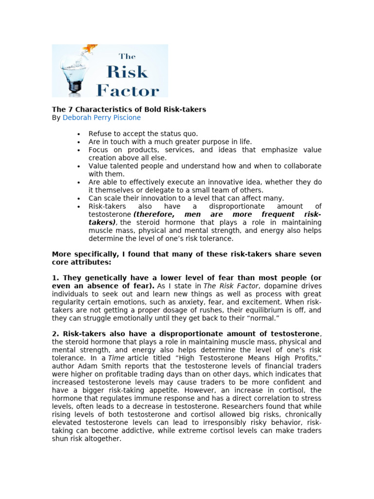 The 7 Characteristics of Bold Risk | PDF | Curiosity | Testosterone