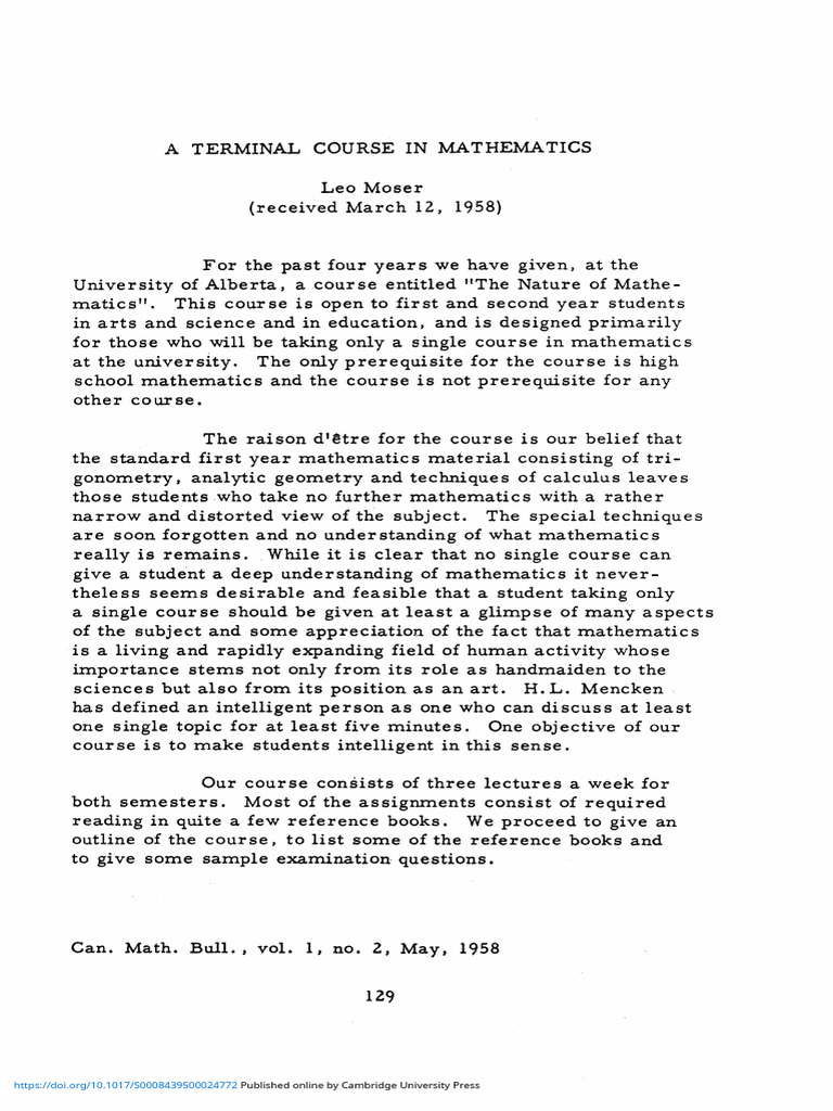Overview of Terminal Mathematics Course | PDF | Geometry | Axiom