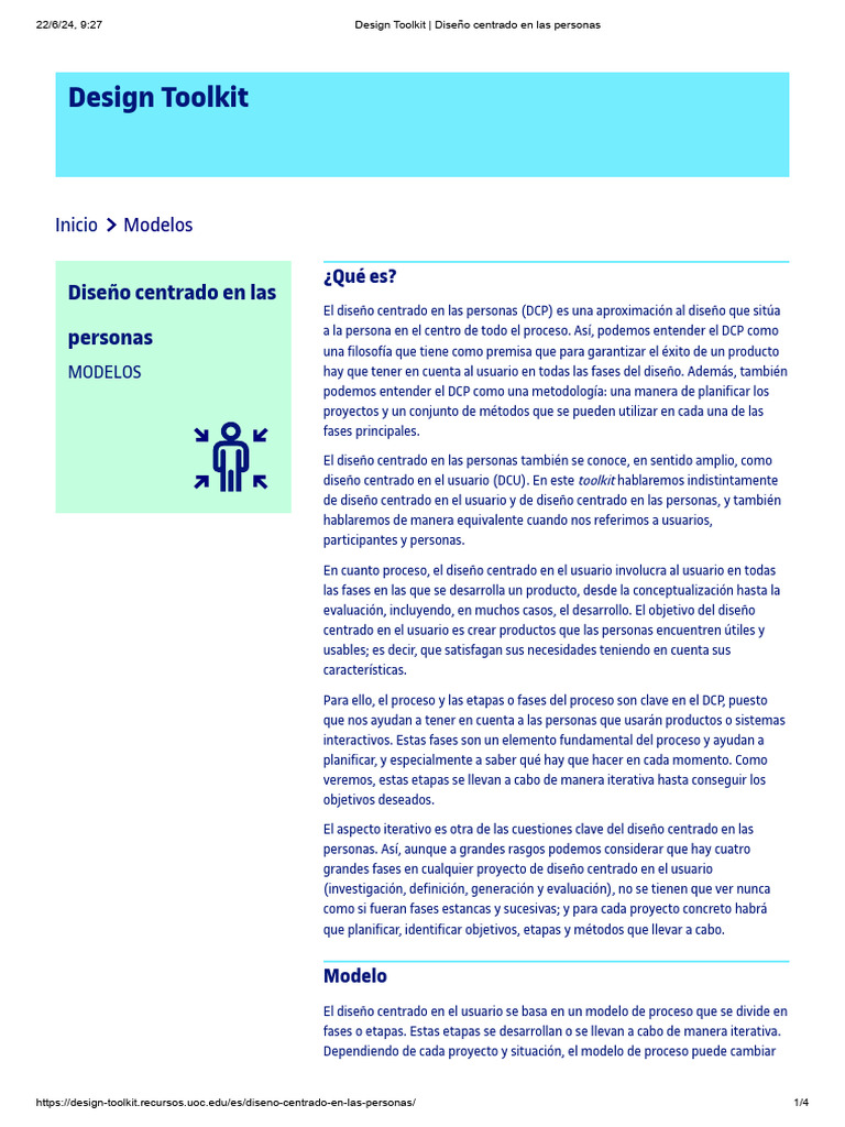 Etapas del Diseño Centrado en Personas | PDF | Diseño | Evaluación
