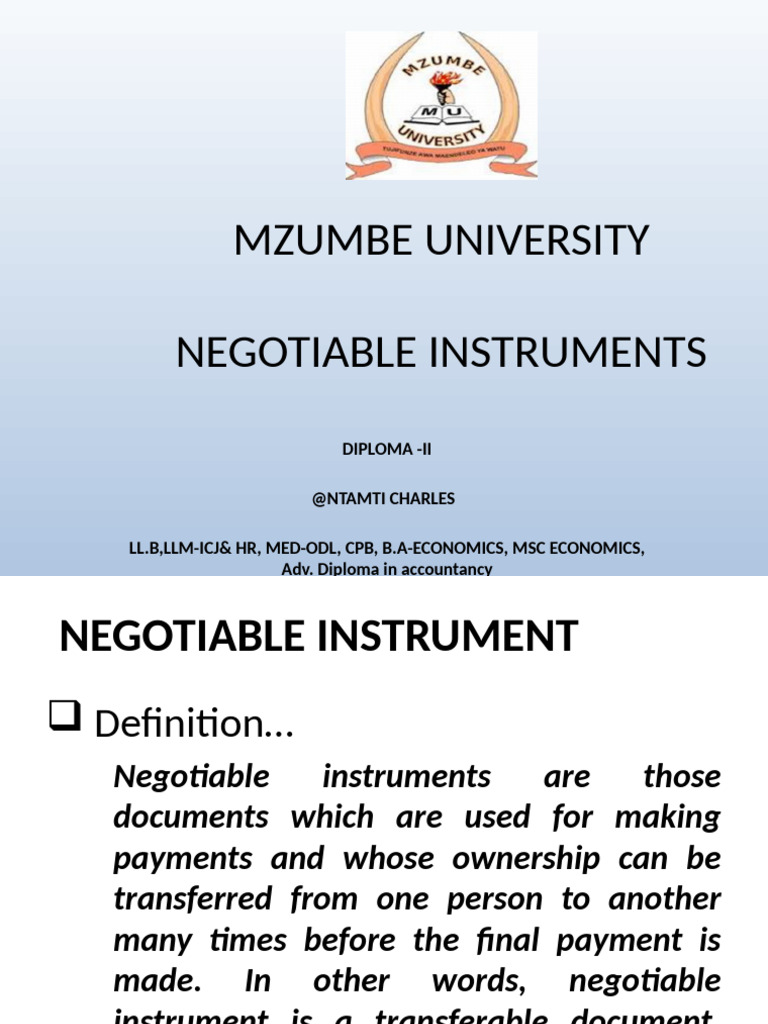 Understanding Negotiable Instruments | PDF | Negotiable Instrument | Cheque