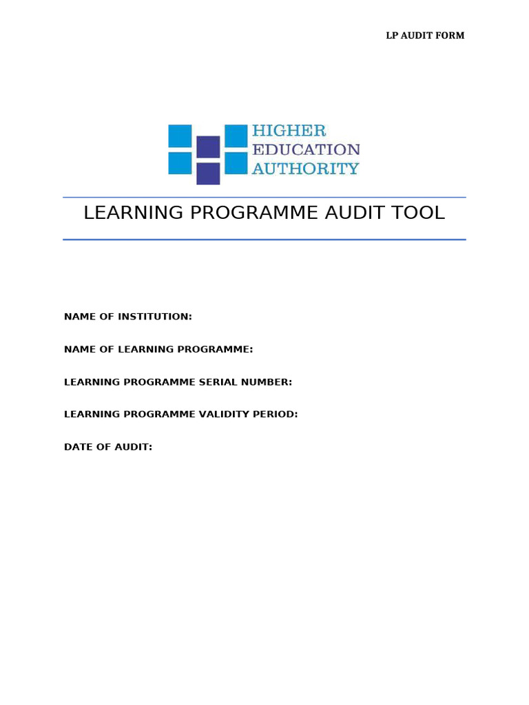 Learning Programme Audit Tool | PDF | Audit | Educational Technology