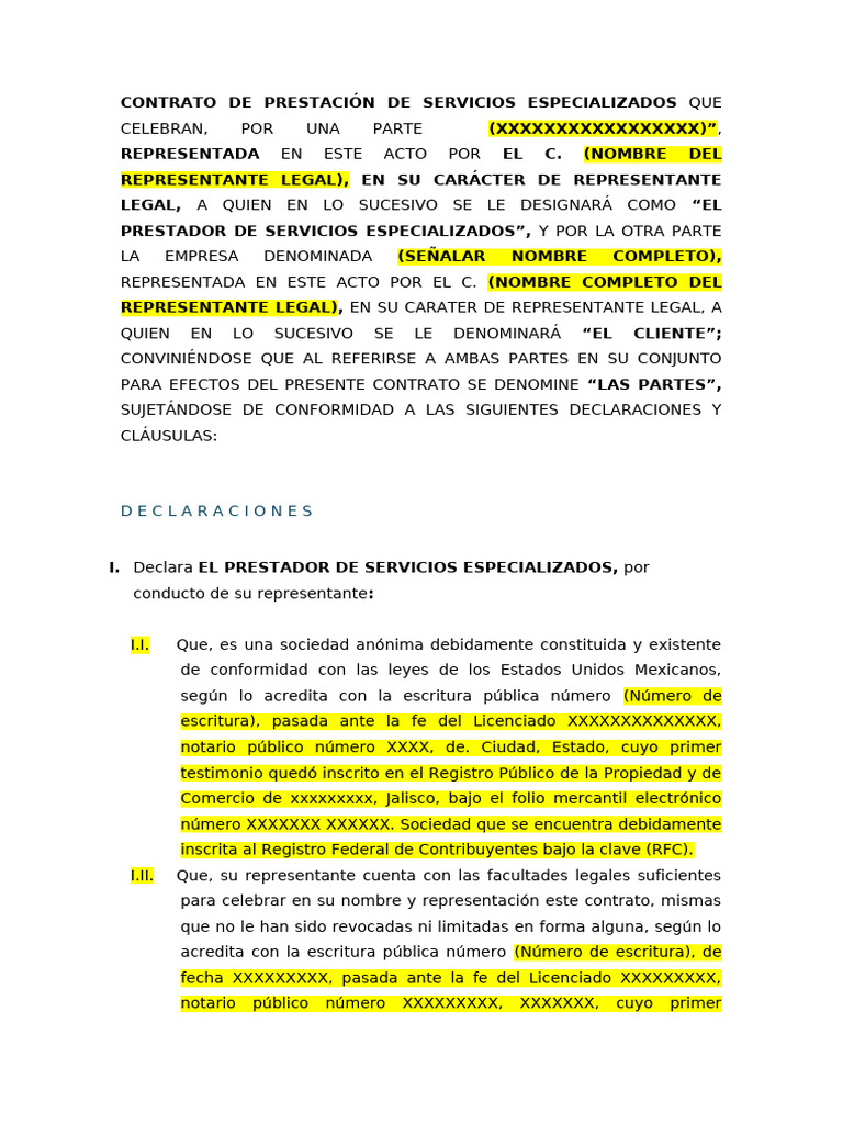 Contrato de Servicios Especializados REPSE | PDF | Secreto comercial