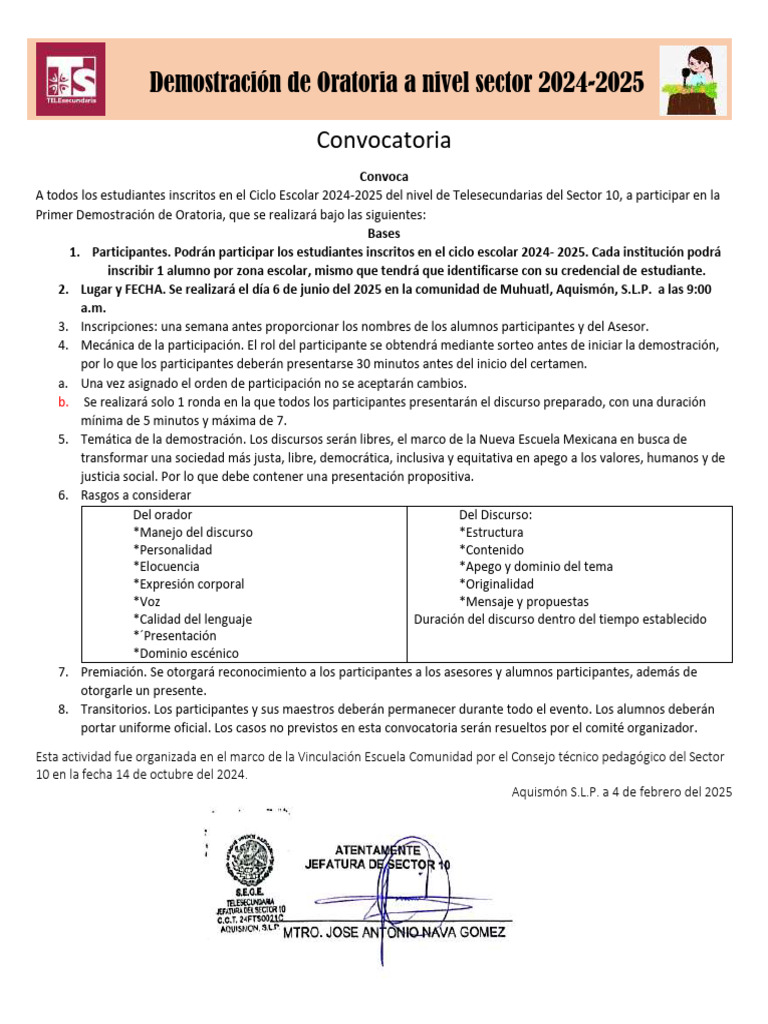 Convocatoria Concurso de Oratoria 2025 | PDF | Hablar en público