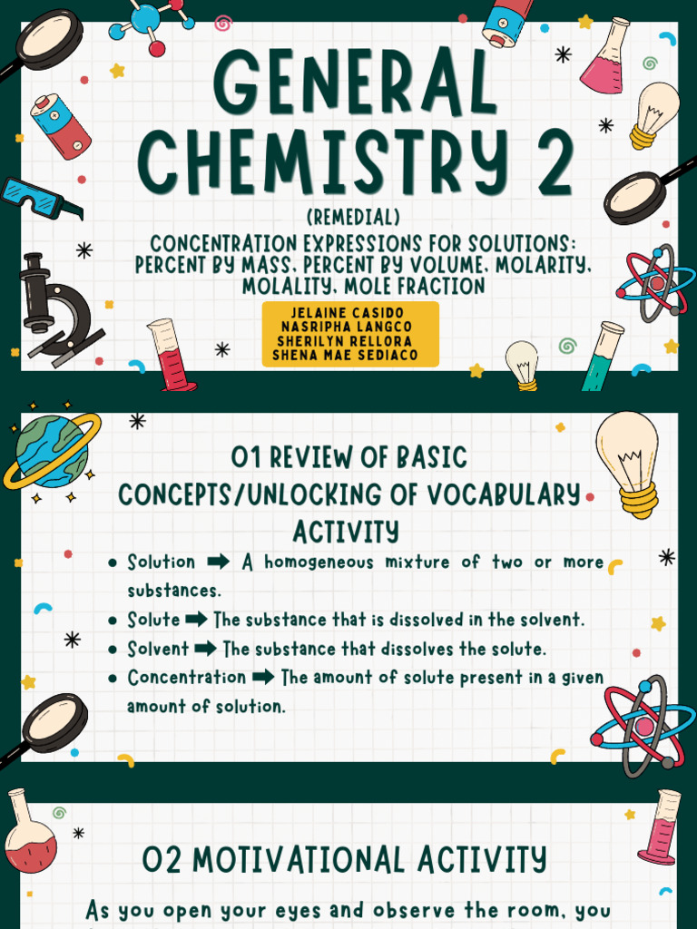 Concentration Expressions For Solutions - Percent by Mass, Percent by ...