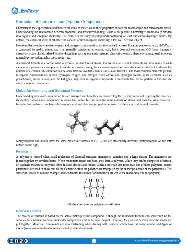 Inorganic and Organic Compound Formulas | PDF | Ion | Chemical Compounds