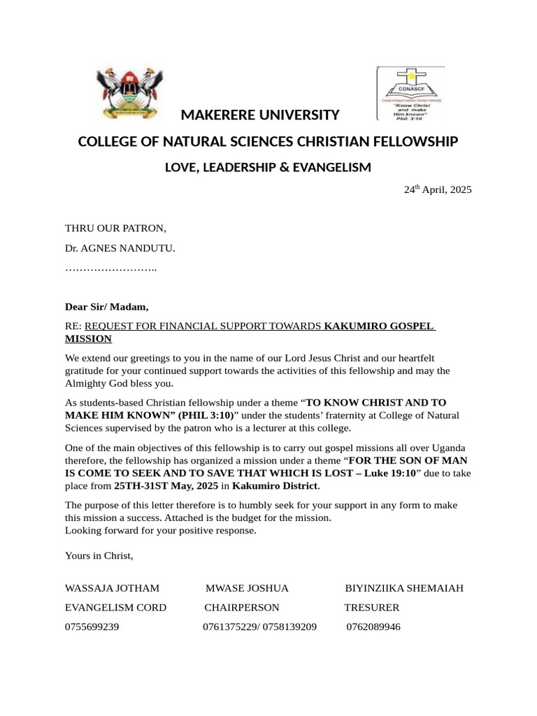 KAKUMIRO GOSPEL MISSION Letter | PDF