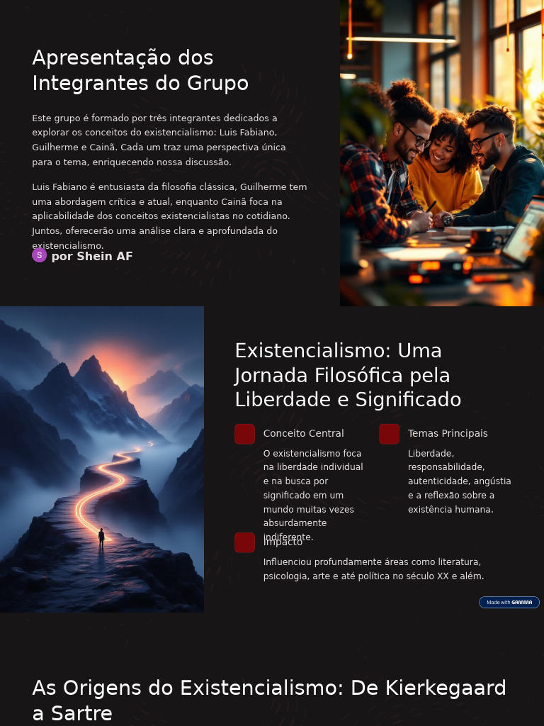 Apresentacao Dos Integrantes Do Grupo | PDF | Existencialismo | Jean ...