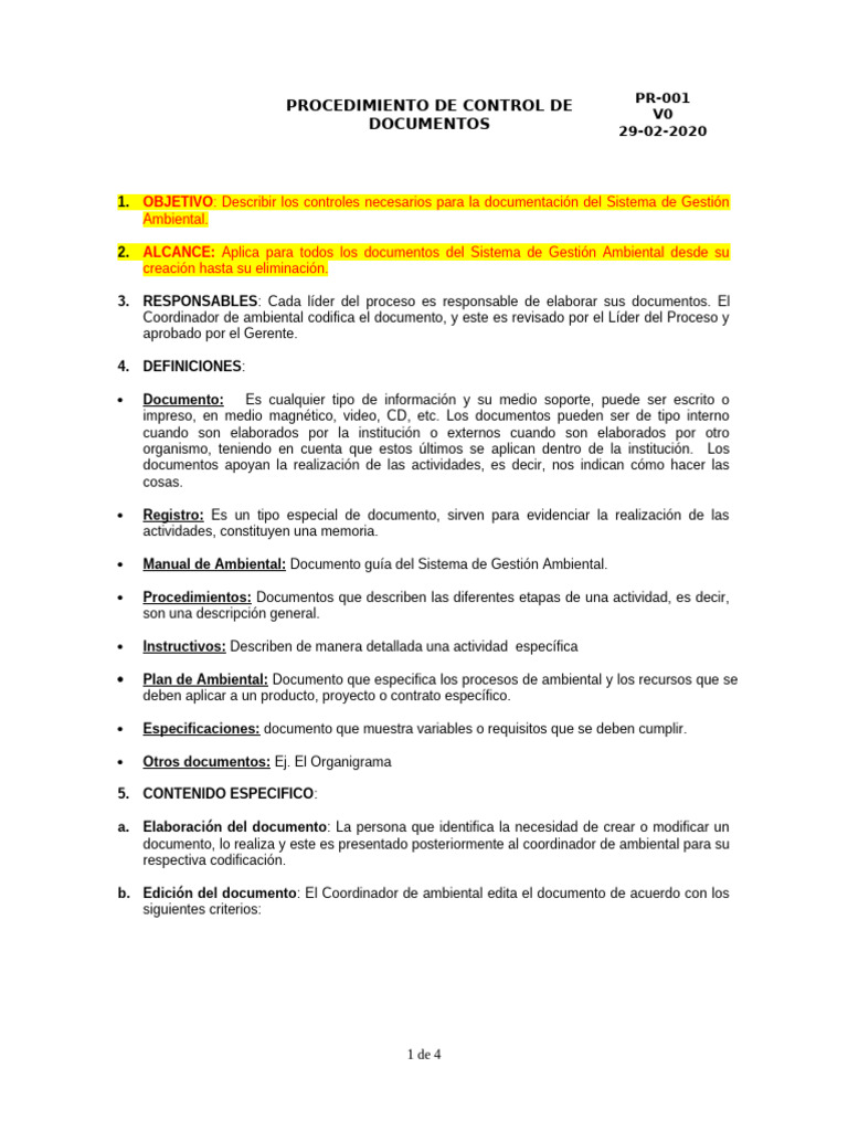 Control de Documentos Ambientales | PDF | Documento | Entorno natural
