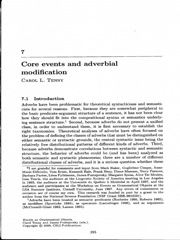Core Events and Adverbial Modification | PDF