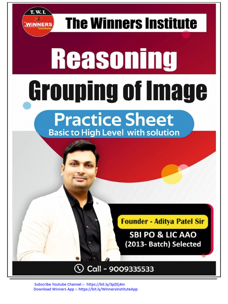 Reasoning Study Material Grouping of Image Practice Sheet ...