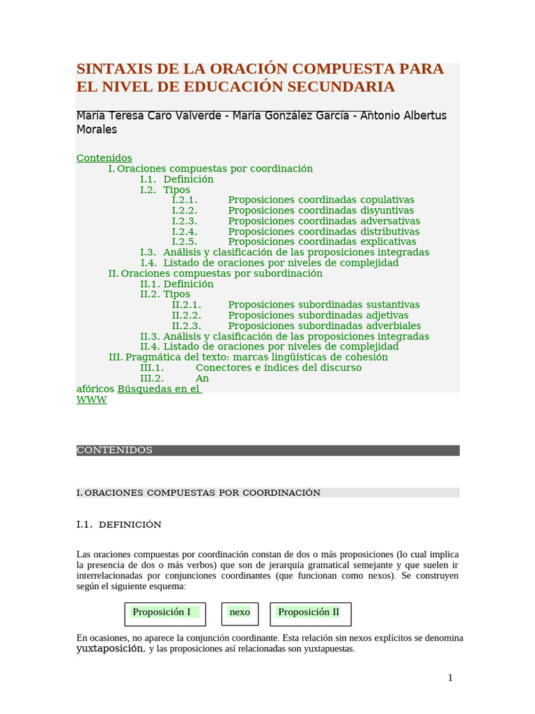 Sintaxis de Oraciones Compuestas en Secundaria | PDF | Oración ...