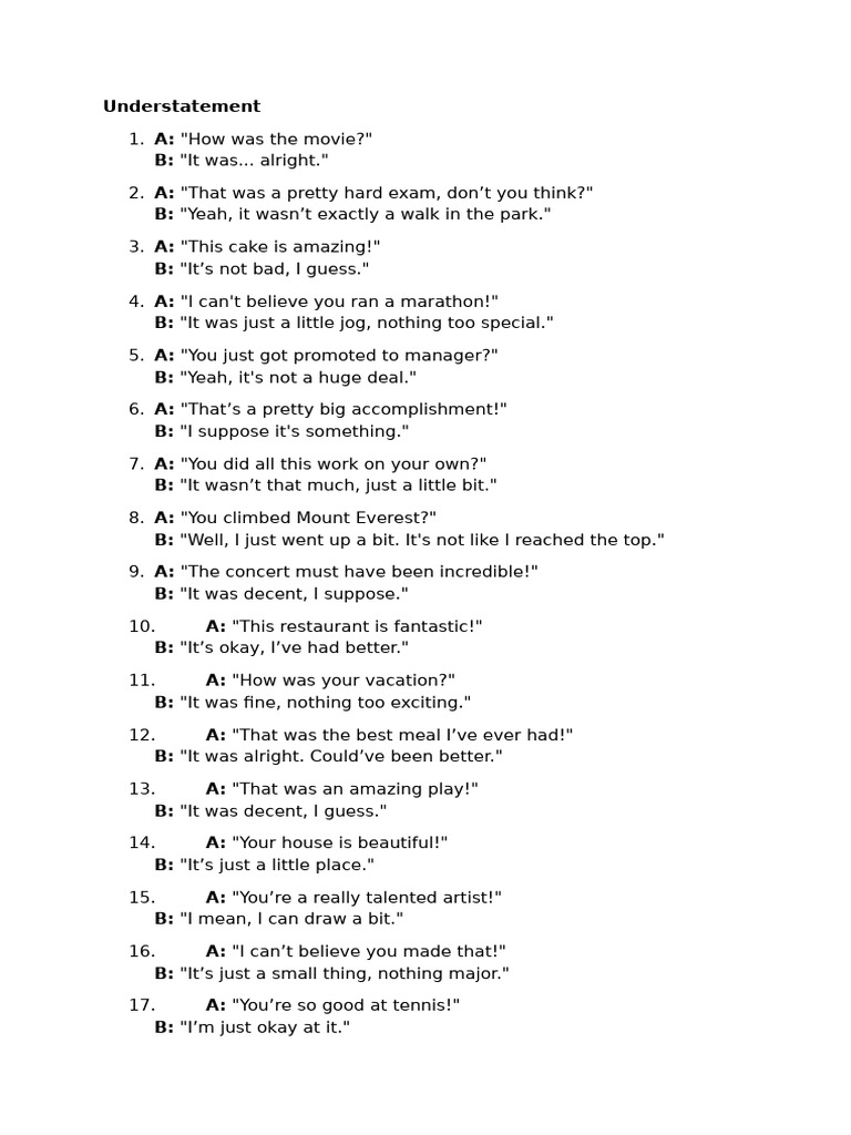 Understatement & Exaggeration | PDF