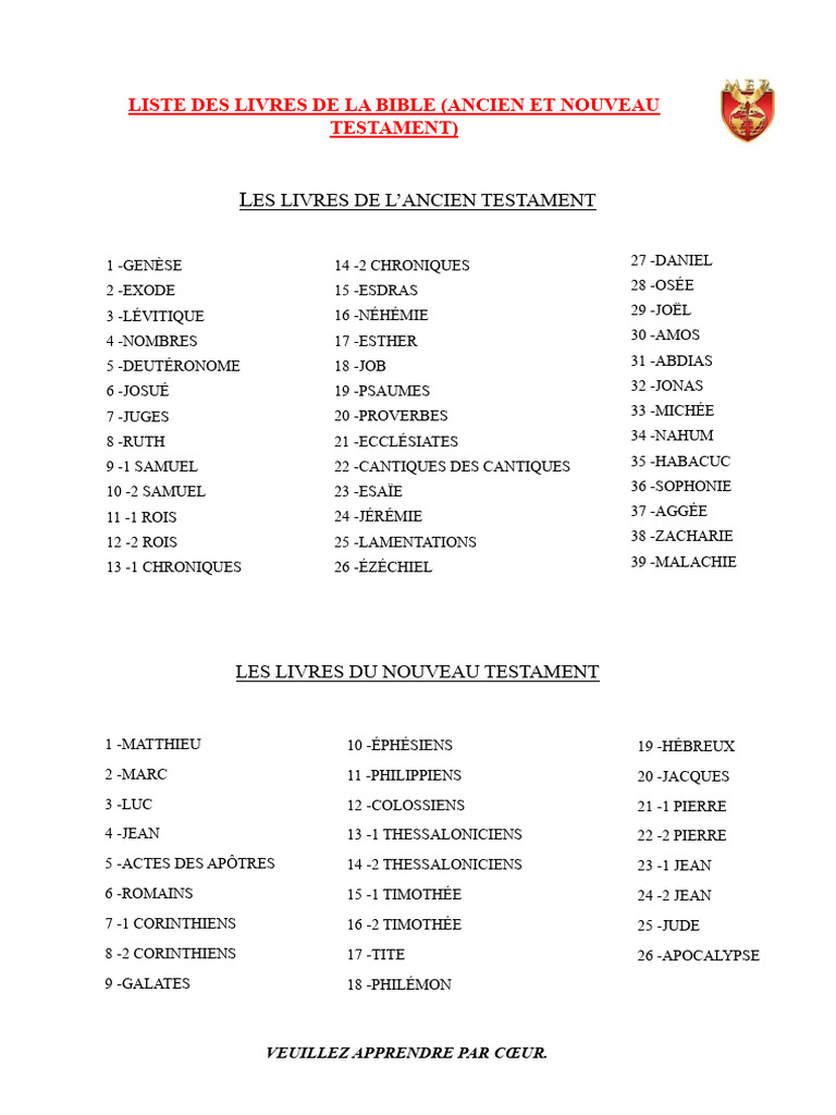 Liste des livres de la Bible | PDF