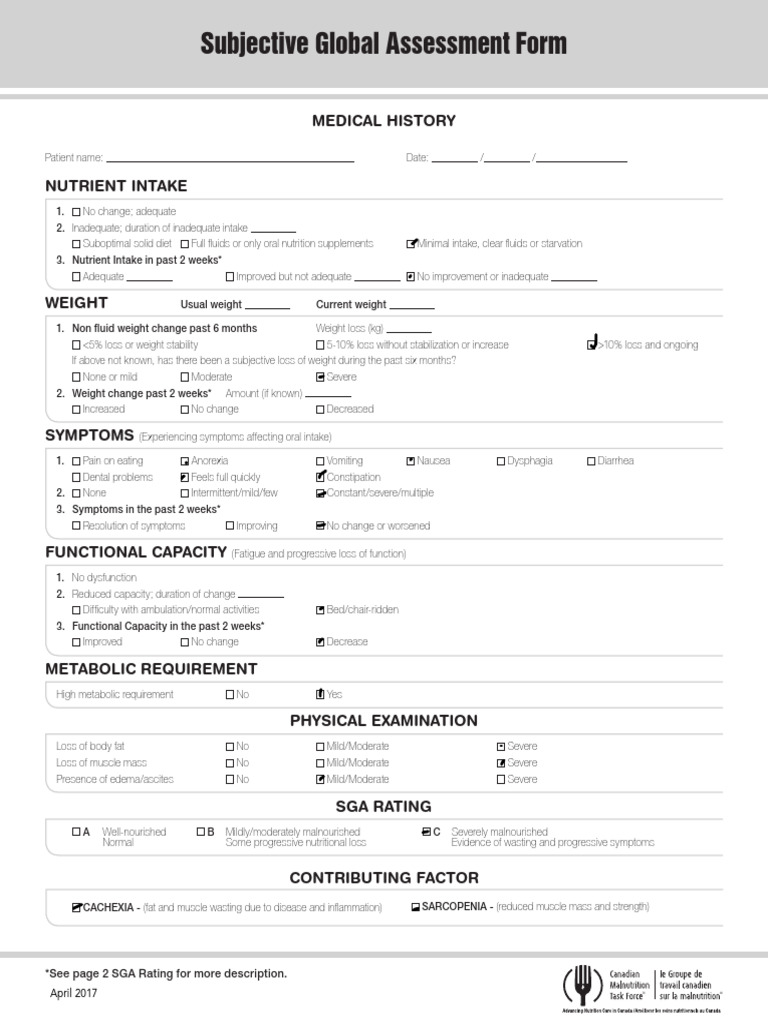 SGA Tool EN BKWT - 2017 | PDF | Weight Loss | Edema