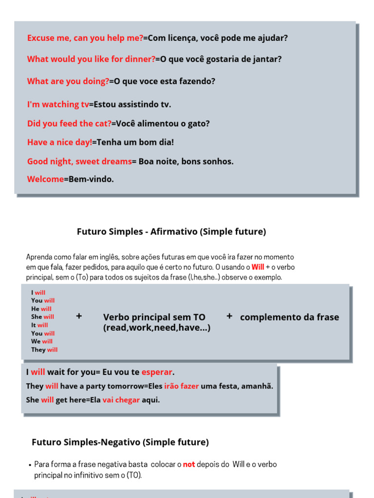 Frases em Inglês: Futuro Simples | PDF