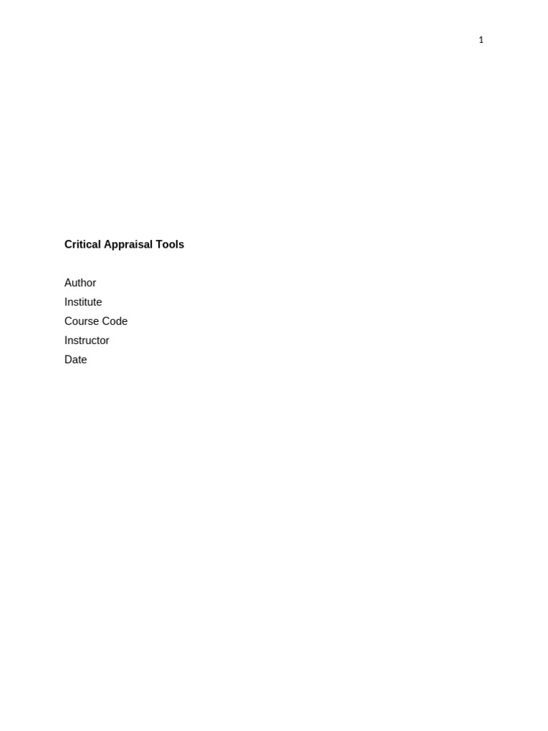 Critical Appraisal Tools 1-2 | PDF | Systematic Review | Randomized ...