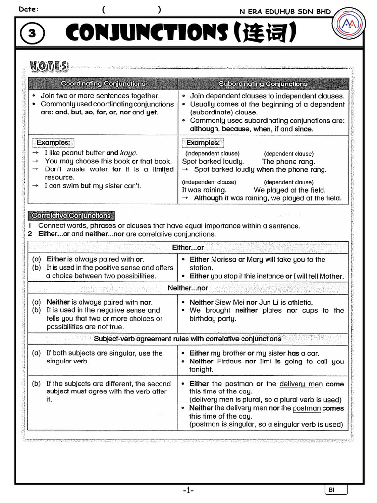 3 Conjunctions | PDF