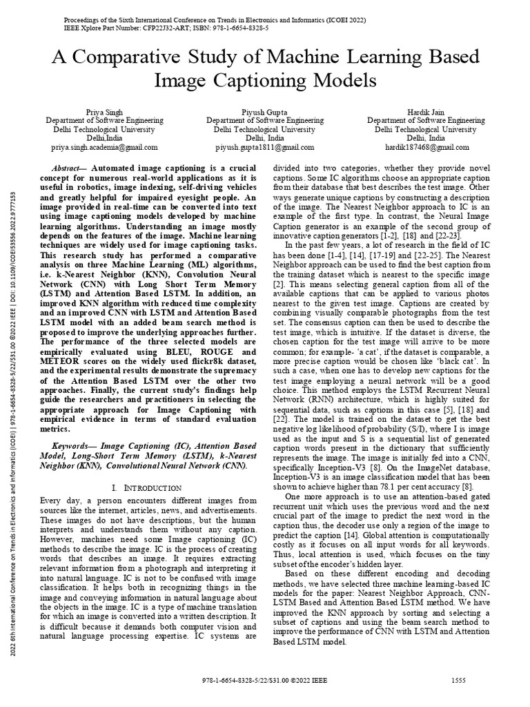 Comparative Study of Image Captioning Models | PDF | Applied ...