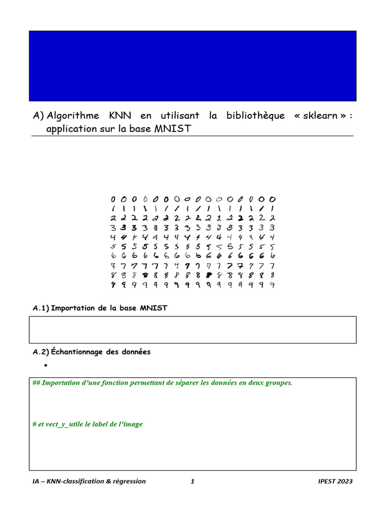 KNN : Classification et Régression MNIST | PDF | Sensibilité et ...