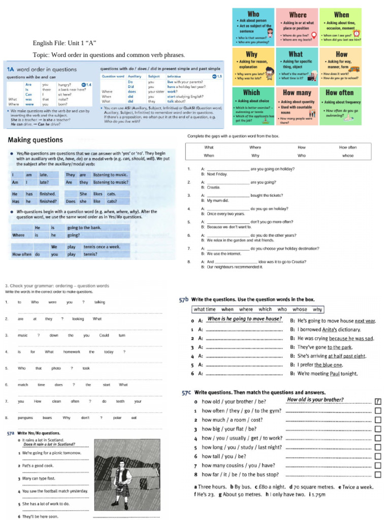 English File Unit 1: Question Formation | PDF | English Language | Phrase