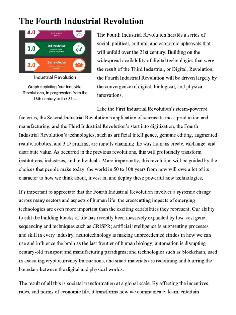 The Fourth Industrial Revolution Schwab | PDF