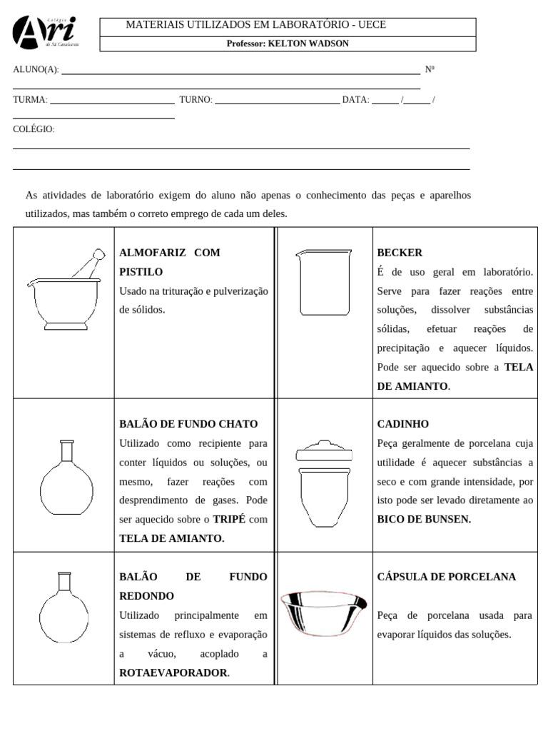 Vidrarias de Laboratório e Usos | PDF | Filtragem | Mistura